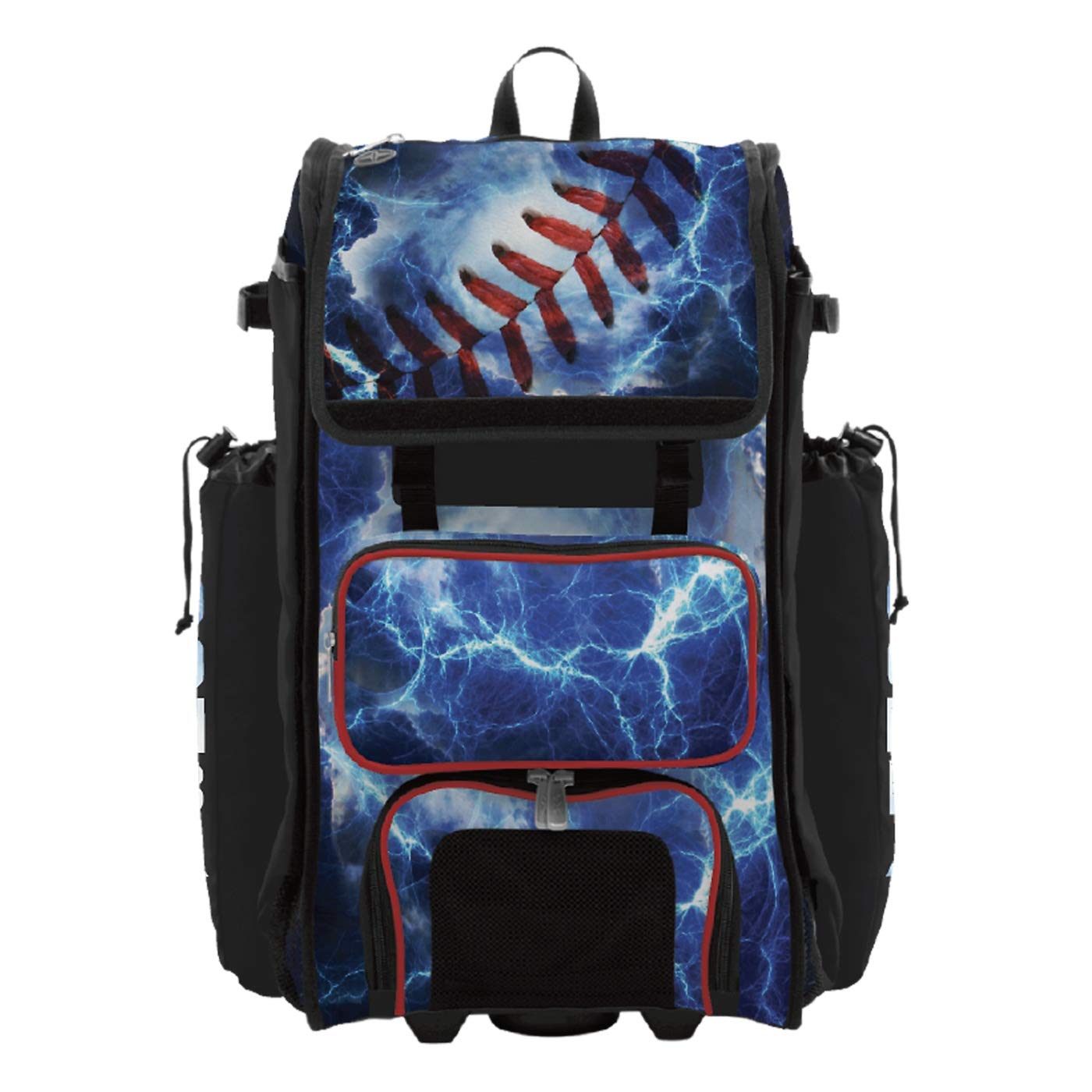 Boombah Rolling Catchers Superpack 2.0 Baseball/Softball Gear Bag - 23-1/2" x 13-1/2" x 9-1/2" - The Natural Black/Red/White - Telescopic Handle -