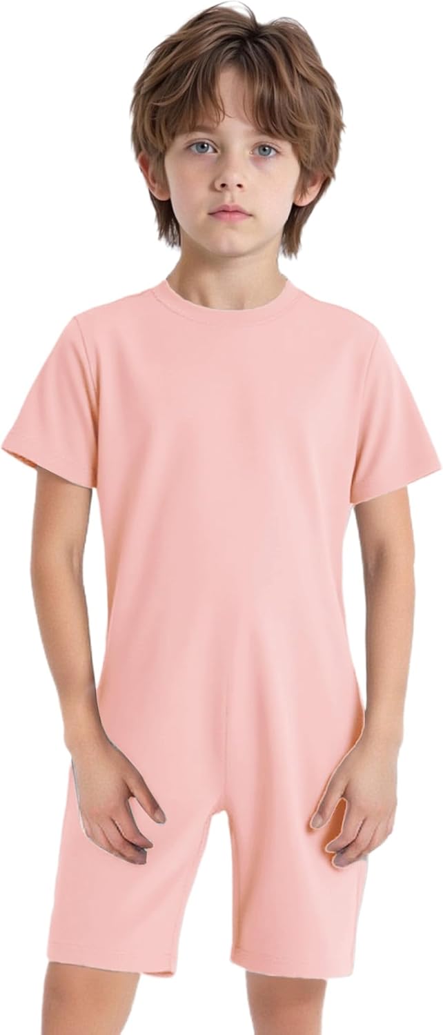 Boys 3 Pack Special Needs Adaptive Clothing for Children Short Sleeve Anti-strip Romper Zip Back Jumpsuit - Image 2