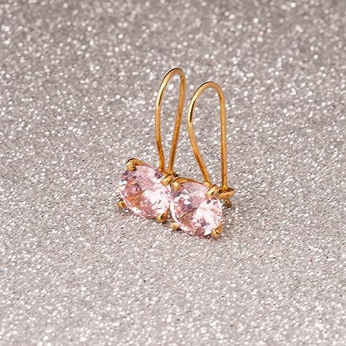 Orecchino in quarzo rosa argento placcato oro. Orecchino in argento sterling 925 con quarzo rosa.