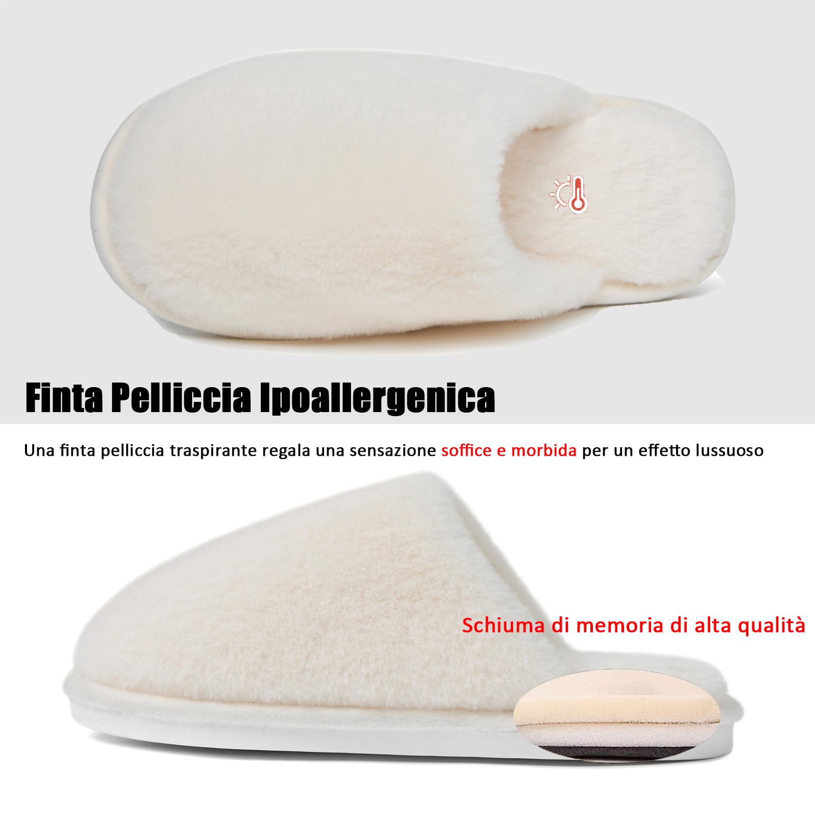 Coswind Pantofole Donna Uomo Invernali Ciabatte Pelose Peluche Calde with Memory Foam Imbottite Casa Antiscivolo Mocassino Scarpe Morbide Comode Unisex Eleganti