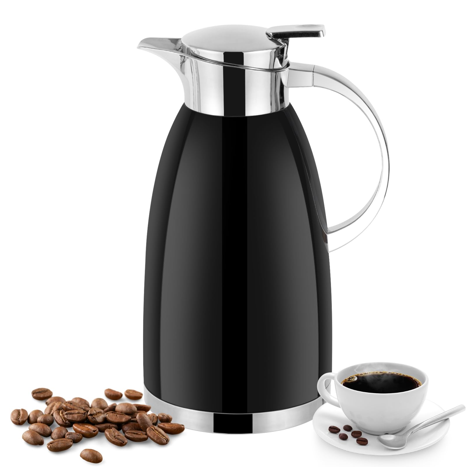 Carafe isotherme 2,3 L noire à double paroi sous vide pour le thé et le café