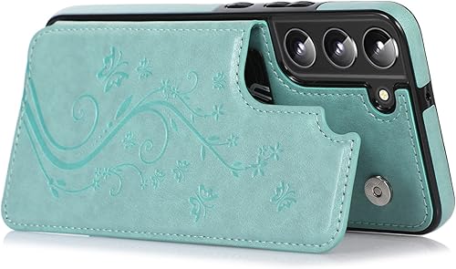 Miniatura 6 de Asuwish Glaxay S22 - Funda para Samsung Galaxy S22 5G con protector de pantalla de vidrio templado, soporte de cuero con tarjetero, doble cierre