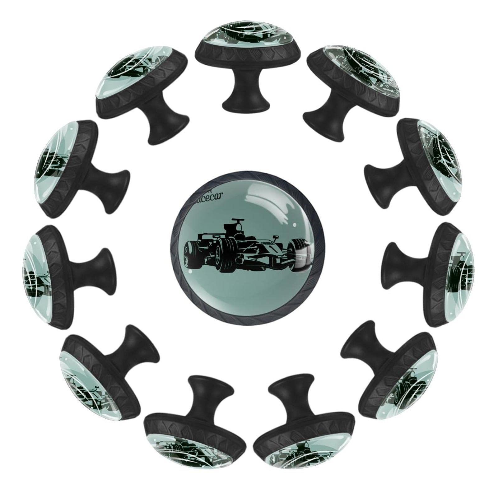 Juego de 12 pomos redondos para cajones de Race Car de 35 mm para dormitorio, aparador, guardería, sala de juegos