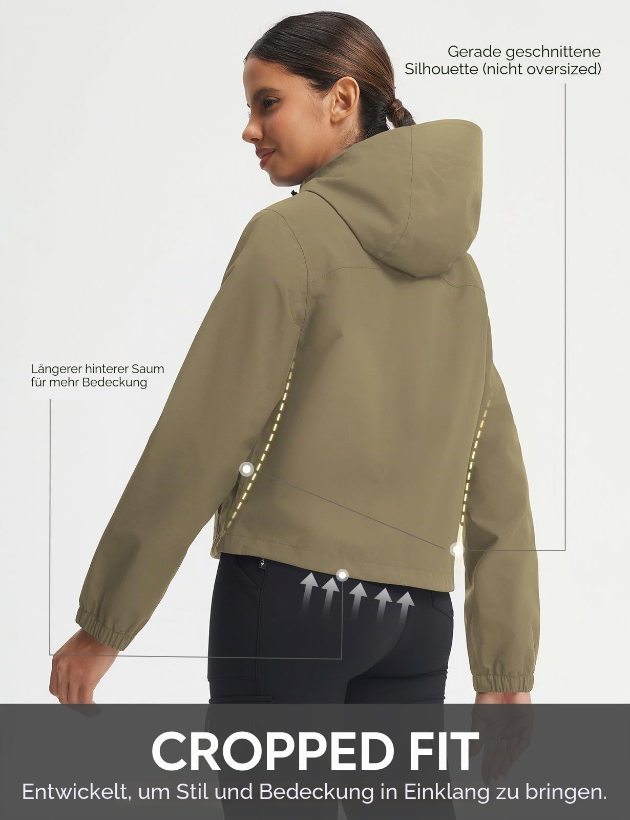 baleaf Damen Regenjacke Kurz Wasserdicht Jacke Cropped Winddicht Windjacke Windbreaker