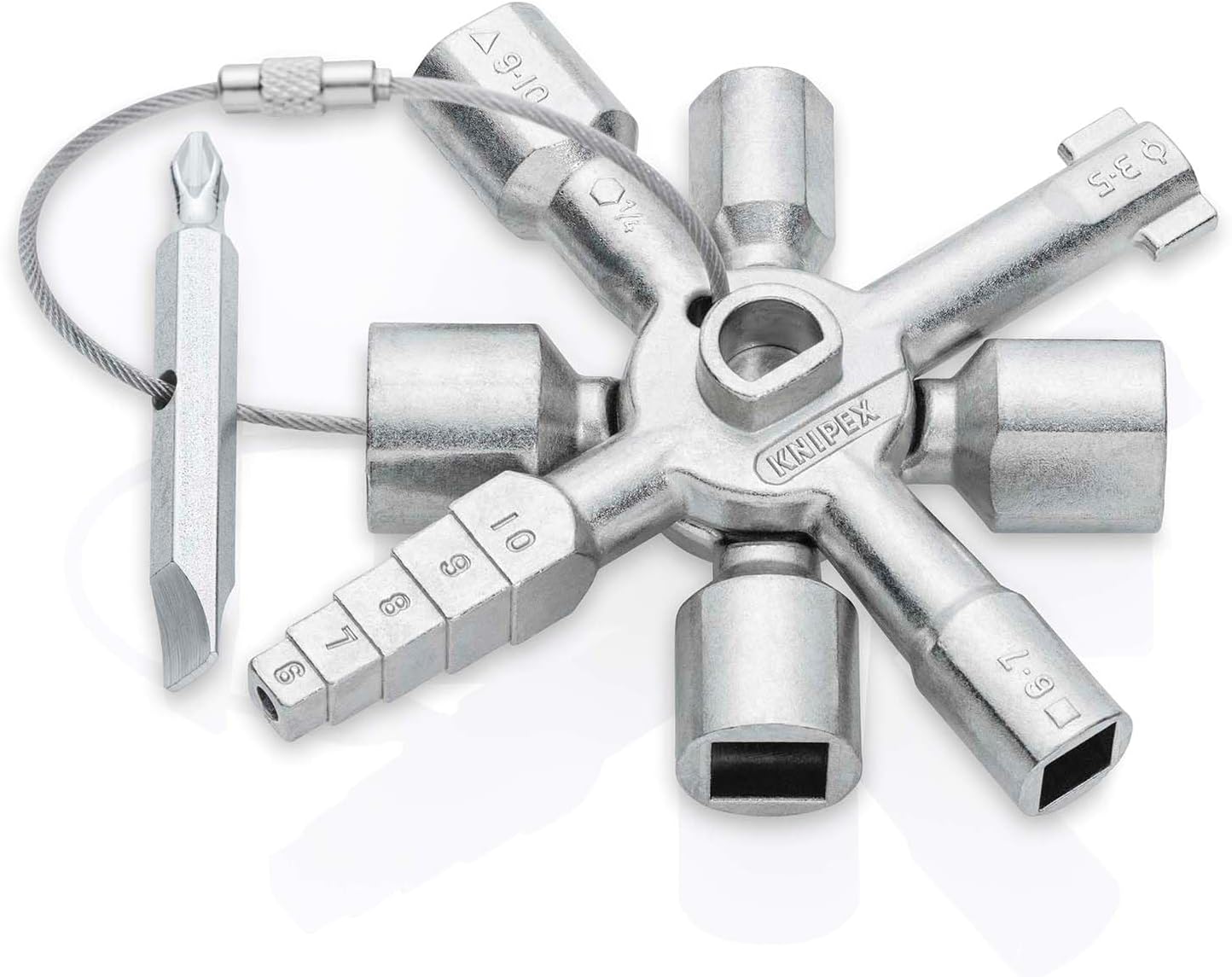 Twinkey Control Cabinet Key, for All Common Locking Systems, 10 Profiles, 2 Crosses, 1 Key, Utility Key, Square Key, Triangle Key, 00 11 01