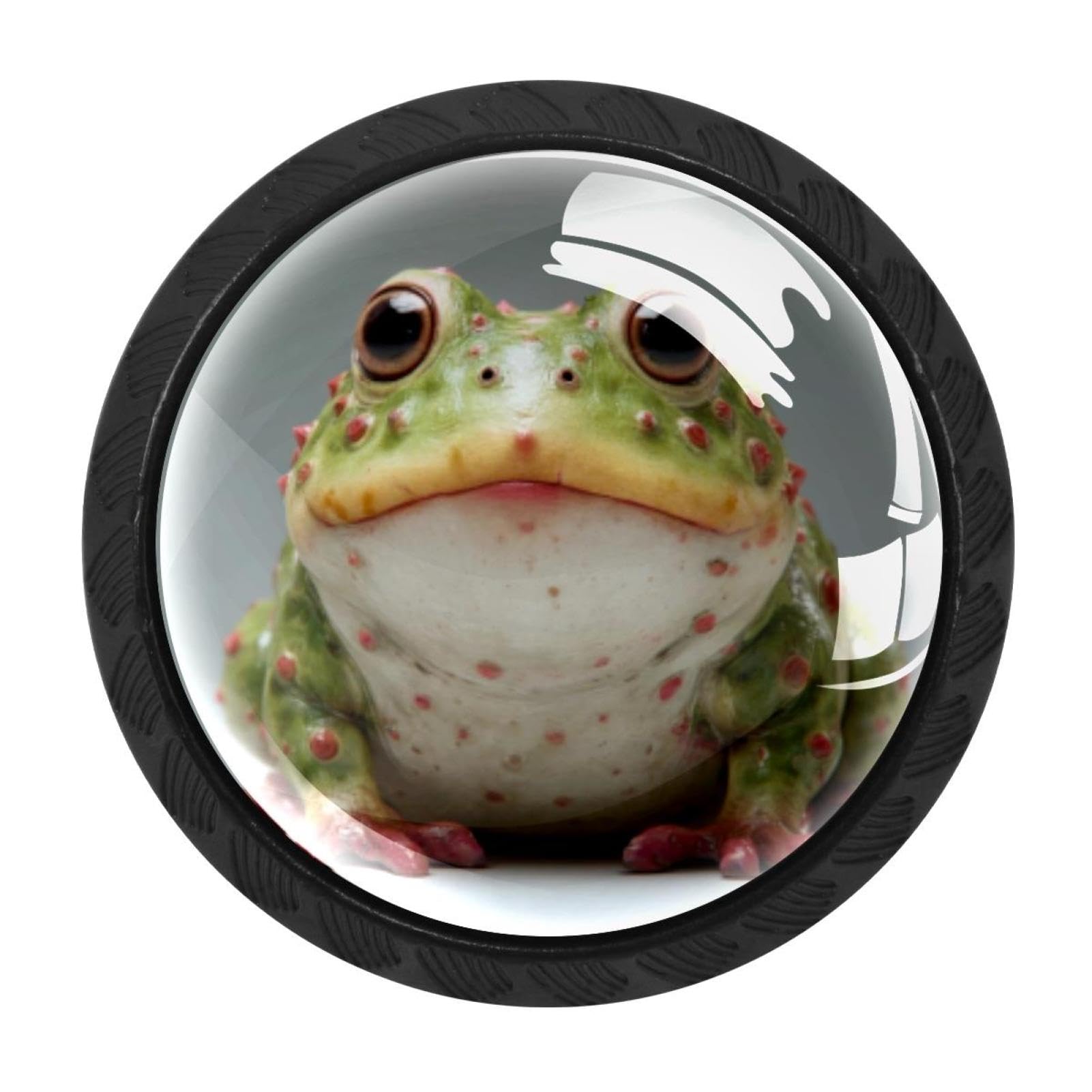 CHENZZZZ 4 Pieces Funny Frog (2) Kitchen Cabinet Knobs Drawer Knobs Dresser Knobs Black Knobs Drawer Pulls Dresser Drawer Handles Knobs for Dresser Drawers