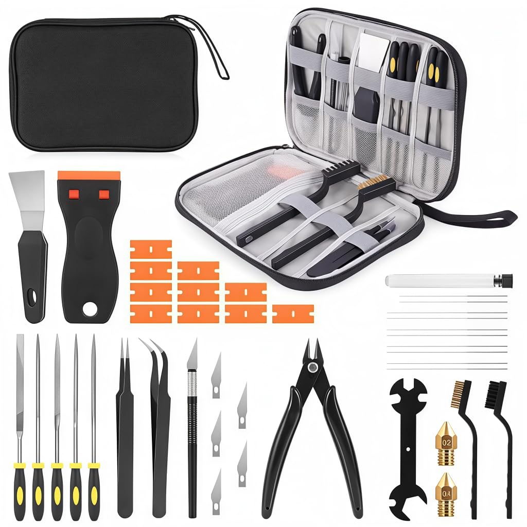 Serplex® 3D Printer Tool Kit with Storage Bag, Includes Scrapers, Tweezers, Pliers, Brushes, Nozzle Cleaning Tools, Wrenches &More, 3D Printer Repair Maintenance Kit-image-30