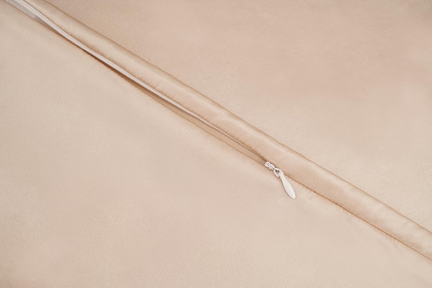 RUIPTSKE Natural Silk Federa, ipoallergenico, 22momme, 100% Seta, 600 Filati, con a Scomparsa Cerniera (Light Champagne, 50x90cm)