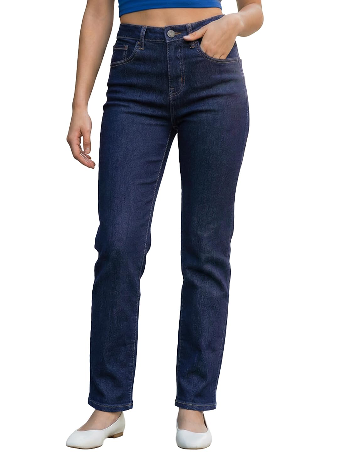 bewakoof Women's Solid Slim Straight Fit Polycotton Jeans-picture-23