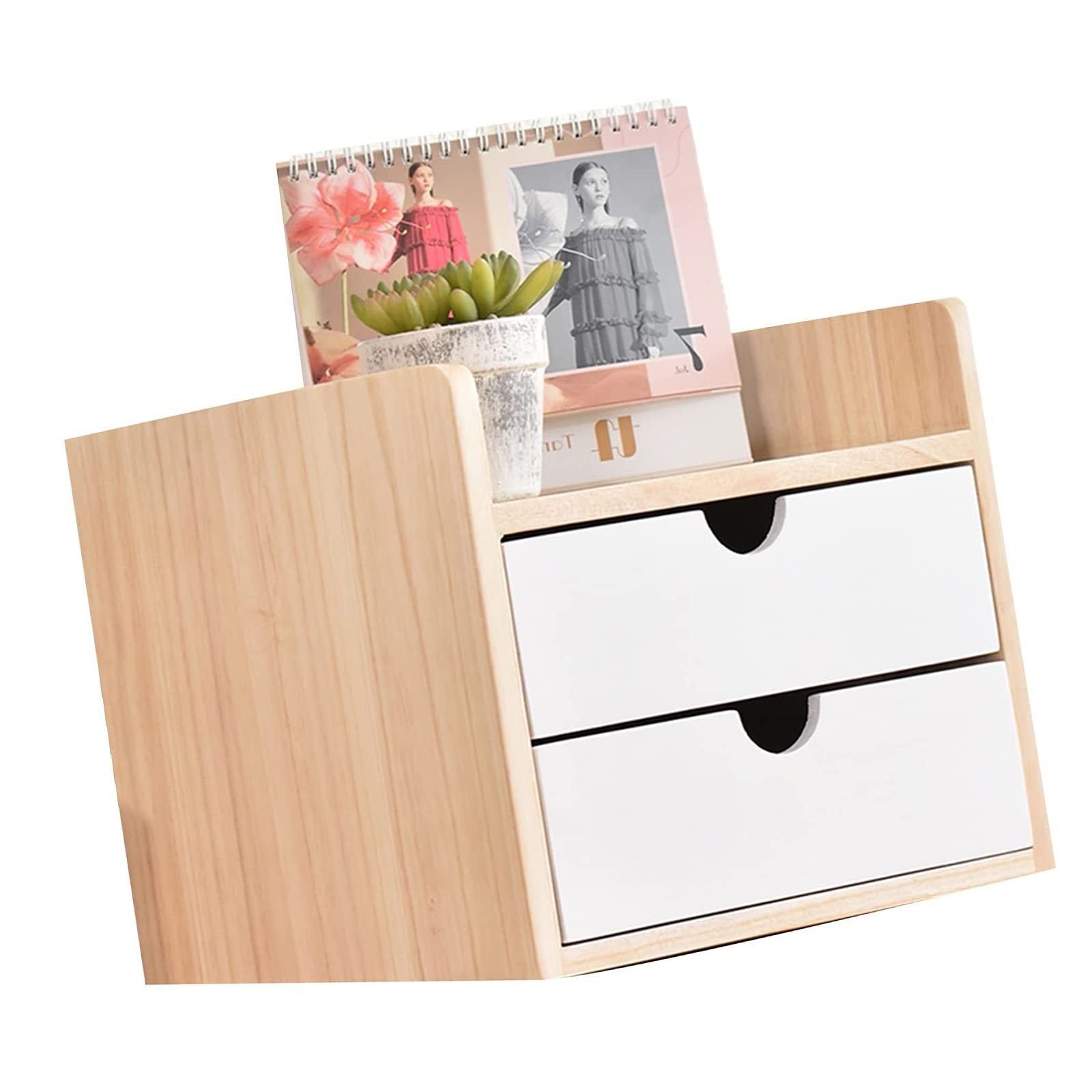 Organizador Escritorio - Caja De Almacenamiento De Escritorio De Madera, Caja De Almacenamiento De Oficina con Cajones, Almacenamiento De Cajones De Oficina, Caja Pequeña De Madera (Color : B, Size