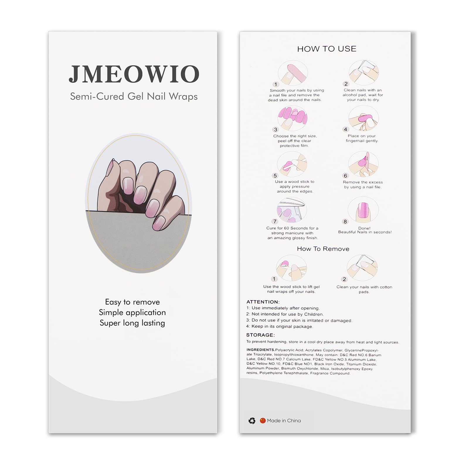 JMEOWIO Folia do paznokci utwardzana UV różowa gradient UV żel Nail Strips naklejki na paznokcie naklejki na paznokcie Nail Art dekoracja akcesoria do stylizacji paznokci