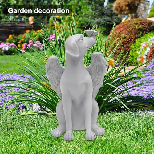 UOCAI Hunde Engel Gedenkstatue Grabstein Hund Gedenkstein Hund Haustier Denkmal Grab Tomb Garten Deko Schlafender Hund Statue Harz Hund Ornament Engelfiguren Hund Passing Away Geschenke