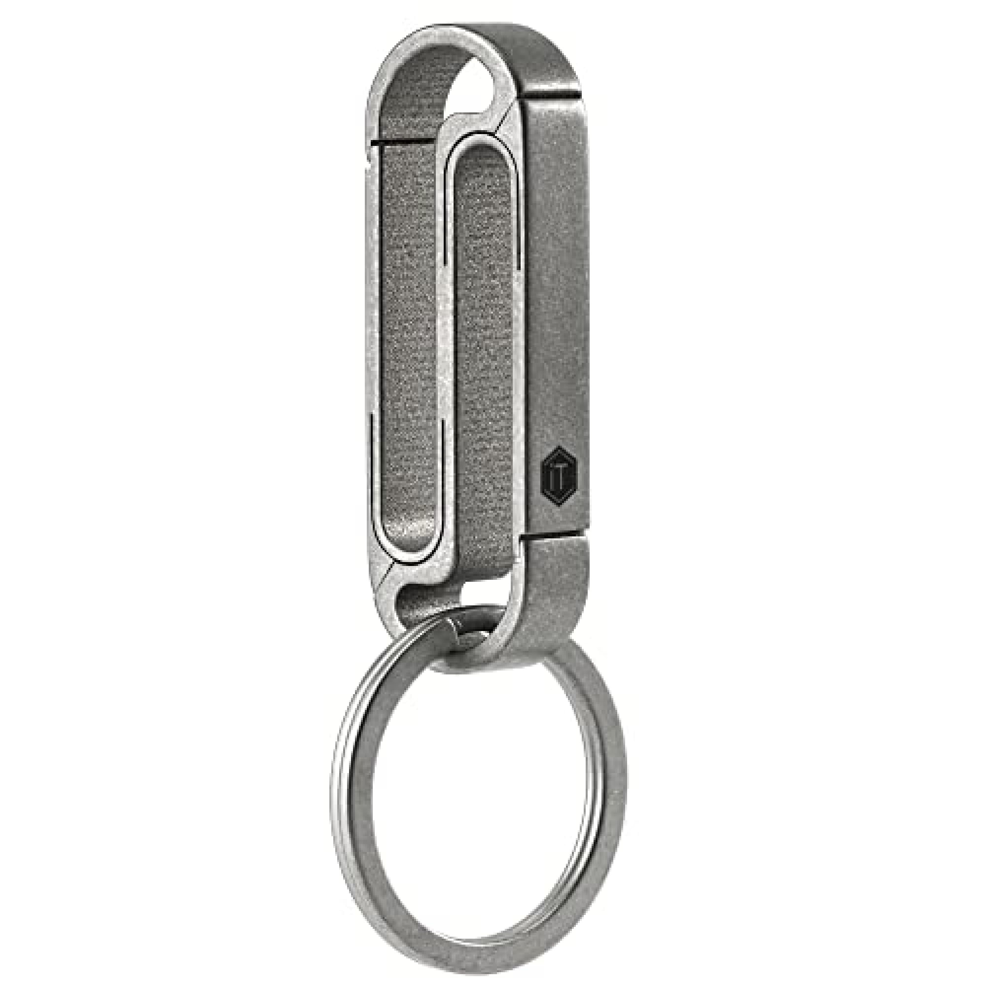 Keyunity Unisex Km10 (Sandblasted) Km10 Heavy Duty Belt Key Holder With Metal Key Rings, Titanium Men Keychain Carabiner Key Holder Clip (Sandblasted)