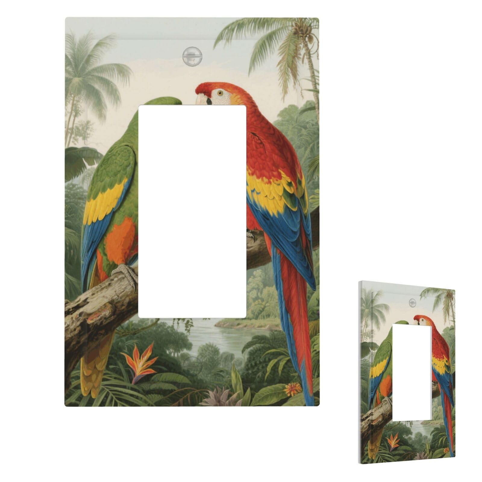 Fekiloot 1 Gang Parrot Wall Plate Cover Modern Decorative Light Switch Cover Unbreakable Receptacle Outlet Covers For Living Room Bedroom Home Decor