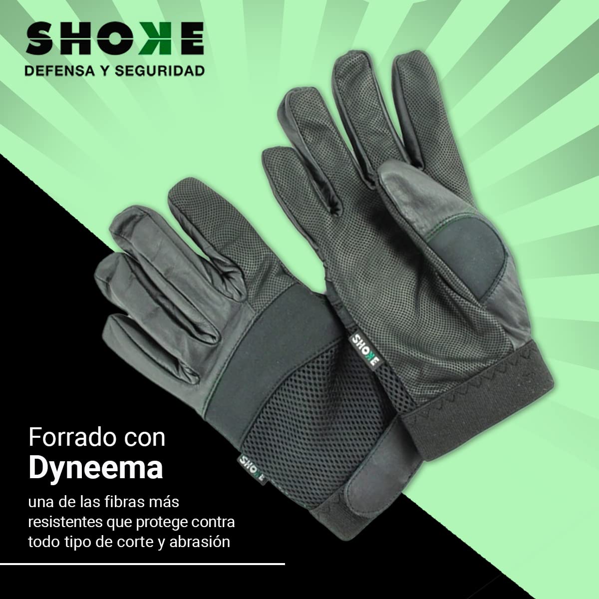 SHOKE - Guantes anticortes policiales nivel 5 - Guantes de trabajo policial de patrulla negros - Refuerzo de neopreno en nudillos - Resistencia al corte por cuchilla y abrasión L