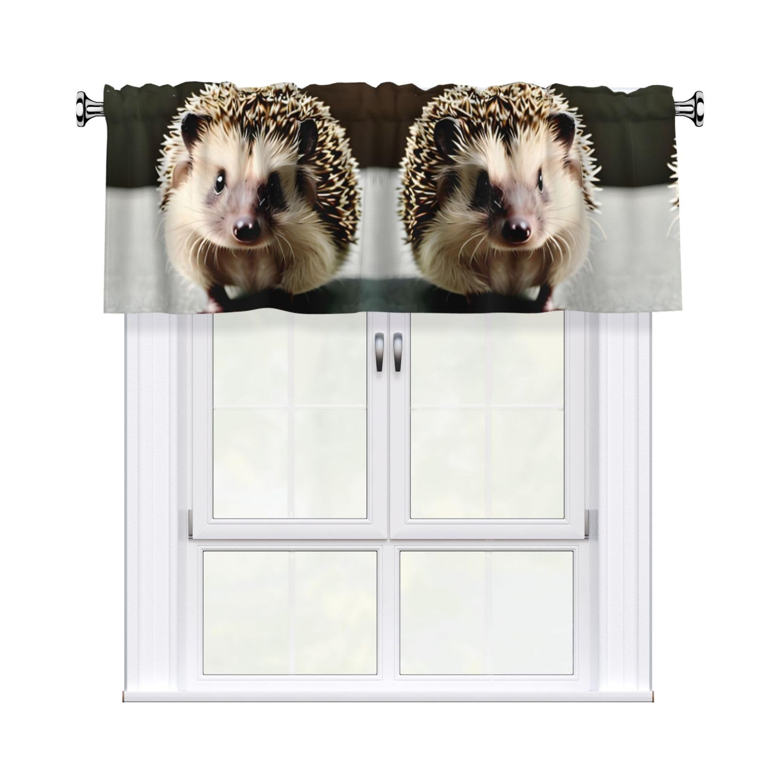 YYHHAOFA Cute hedgehog Prints Durable Kitchen Window Layer – 54x18 Inch 100% Polyester Valance with Precision Construction