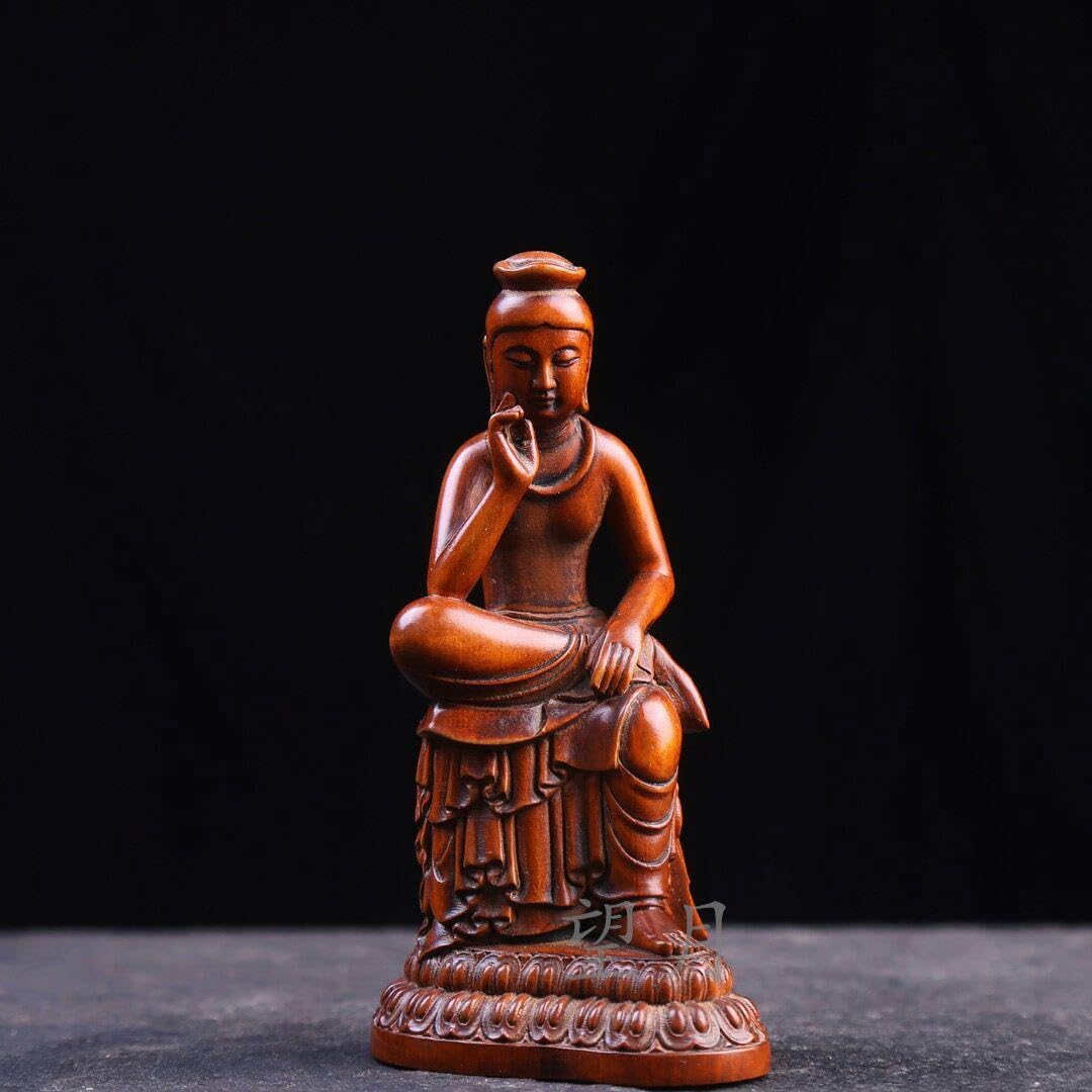 Amazon.co.jp: 仏師彫り 特上彫 弥勒菩薩半跏思惟像 時代木彫 細工精彫 