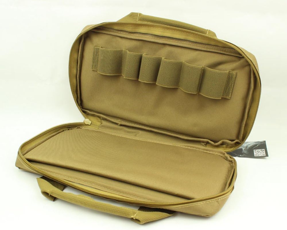 Unisex Adult Tactical Single Pistol Case Range Bag Handgun Bag 1000D Nylon (TAN)