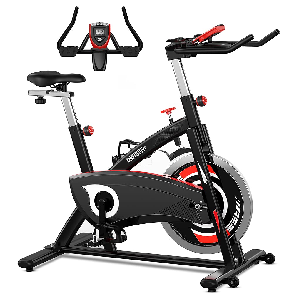 Onetwofit Indoor Cycling Bike Exercise Bike With 44lbs Heavy