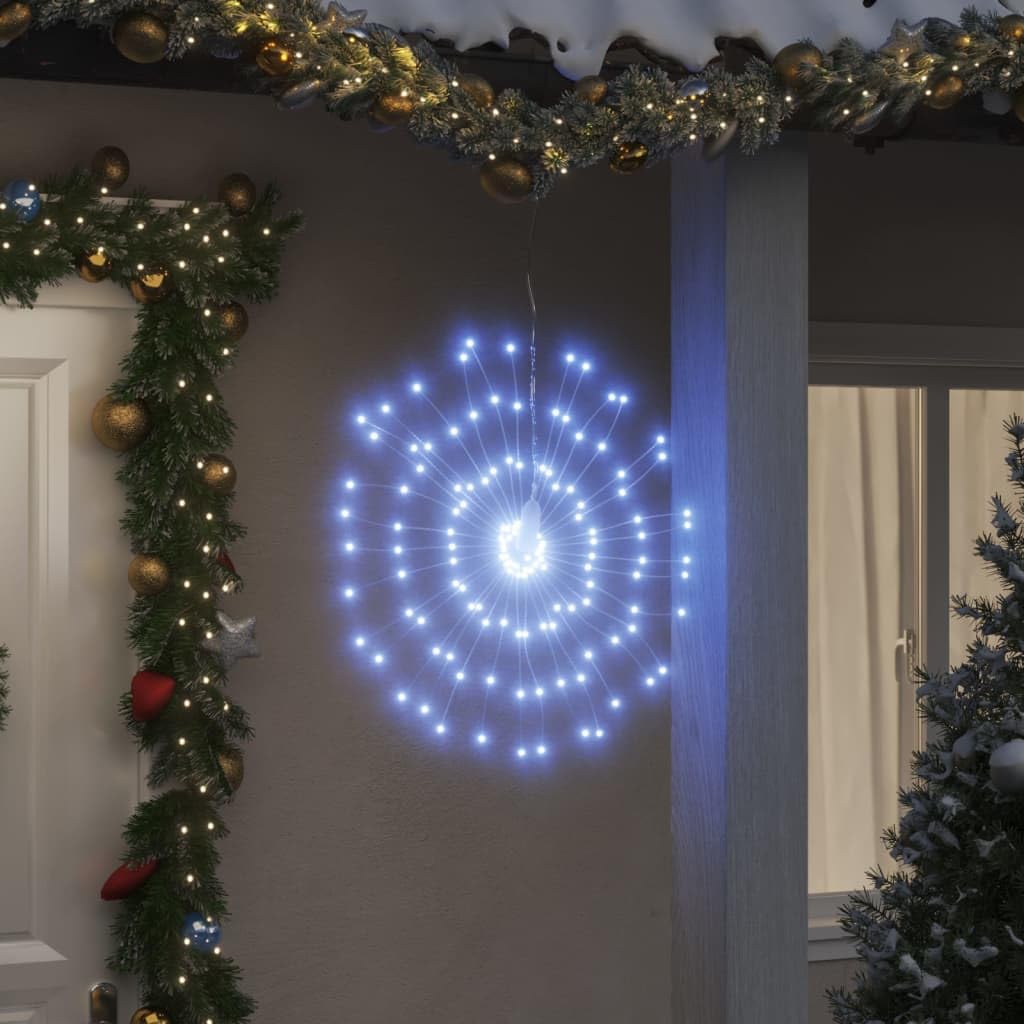 Homgoday Luci natalizie fuochi d'artificio 8 pezzi catena luminosa fuochi d'artificio luci natalizie 8 modalità fuochi d'artificio luci con telecomando per feste natalizie decorazioni 140 LED bianco