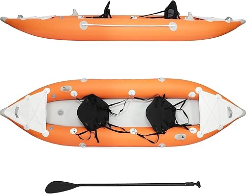 Kayak inflable, kayak de pesca para 12 persona con asientos acolchados ajustables y bomba, kayak tándem plegable para adultos