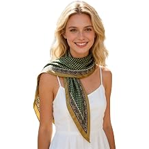 Silk Feeling Triangle Shawl Scarf for Women, Lightweight Fashion Scarves Wrap for Head Hair Neck, 56.3 x 27.95 Inches