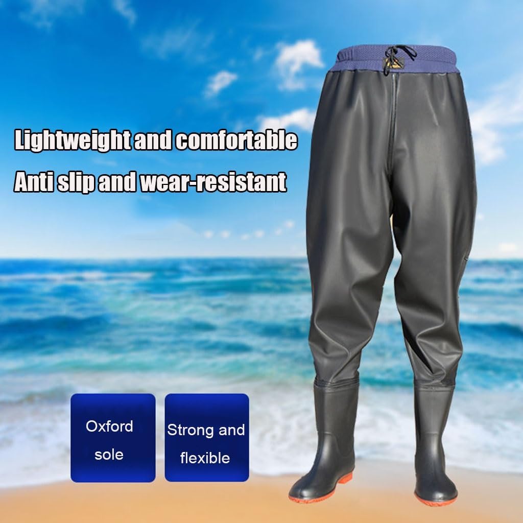 Hip Waders PVC Waterproof Fishing Buttocks Wading Pants, Elastic Waist And Non Slip Wear-resistant Oxford Sole