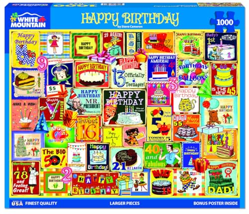 White Mountain Fun 1000 Piece Puzzles for Adults Happy Birthday