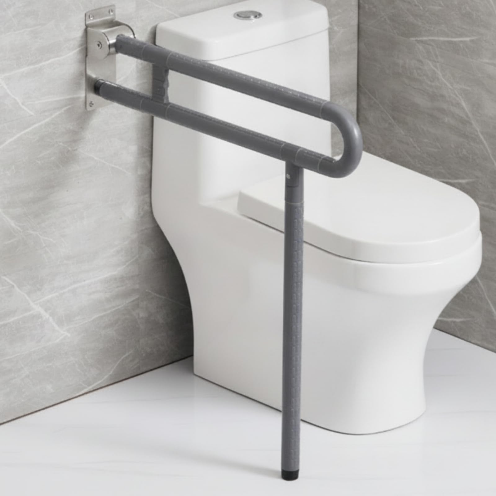 Maniglione Pieghevole Sicuro, Giallo, Giallo, 700mm - Con Gamba | Resistente Corrosione, Robusto, Barra di Sostegno per WC, Bagno, Anziani