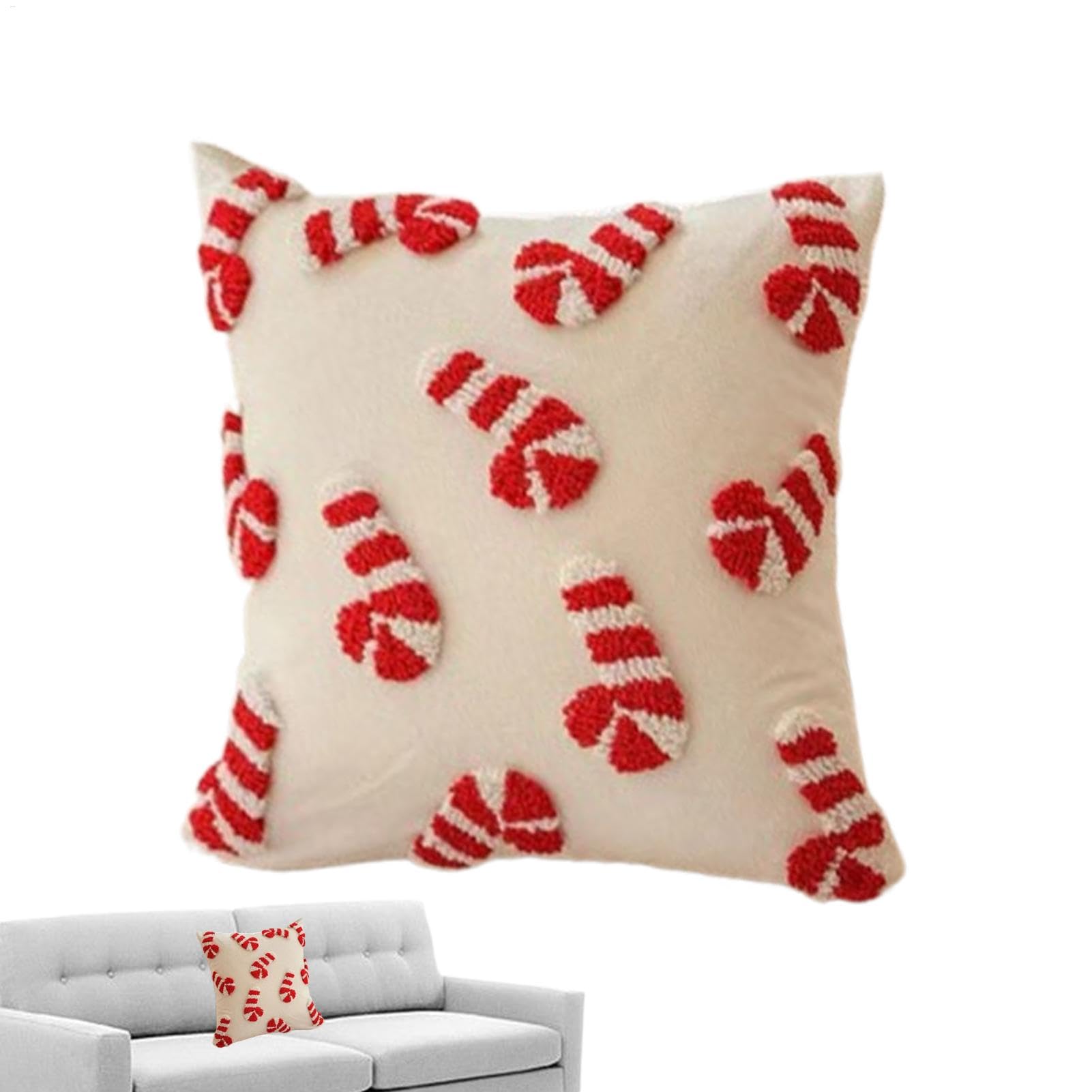 Housse de coussin canne à sucre d'orge pour décoration de Noël festive