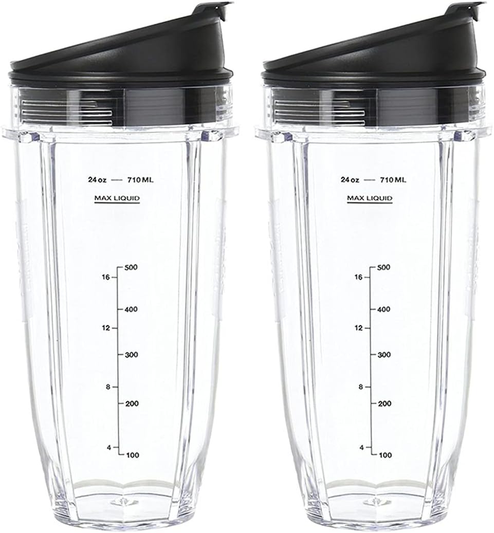 Ninja Blender Cups Replacement, 24 oz Ninja Blender Accessories for Ninja Auto iQ BL480/482/642/682/450, BN401/751/801, Foodi SS351/151/401, Auto IQ Blade