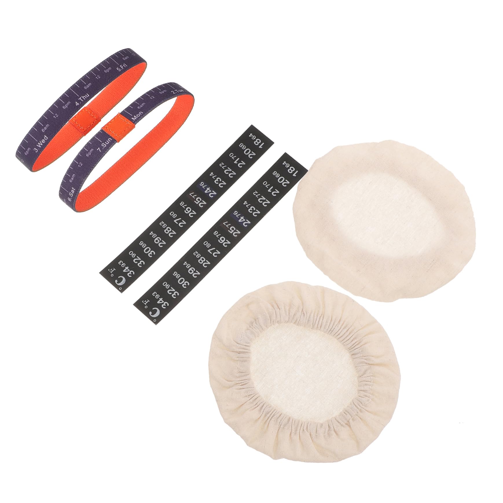 ABOOFAN 2 Sätze Hefefermenter-Set Glas-stoffabdeckung Glasgefäß-zubehör Zubehör Für Sauerteig-startergläser Thermometerstreifen Sauerteig-starterglas-stoffbezug Datumsbänder Baumwolle
