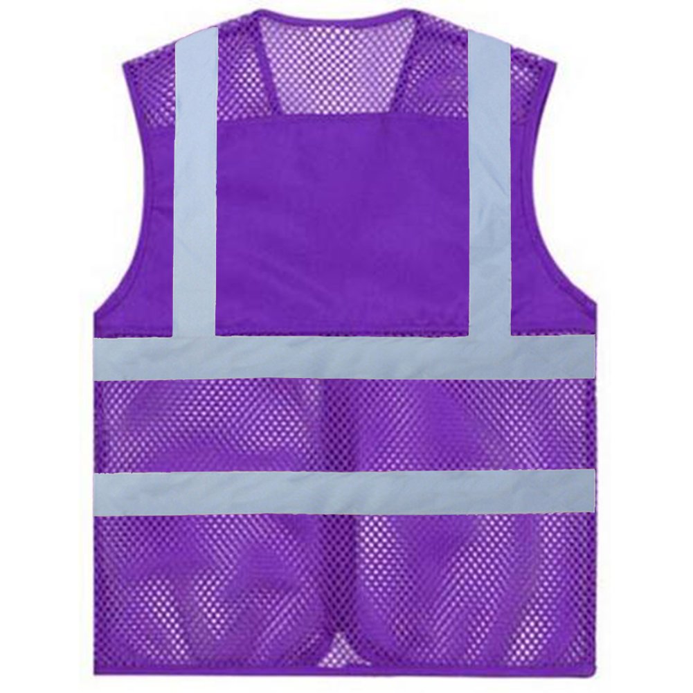 TOPTIE Paquete de 5 chalecos de seguridad transpirables frontales con cremallera de alta visibilidad unisex al por mayor, chaleco de actividad de voluntariado de malla