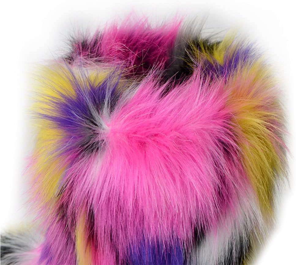 ZOSCGJMY Faux Fur Boots for Women Fuzzy Fluffy Furry Round Toe Suede Winter Snow Boots Flat Shoes - Image 6