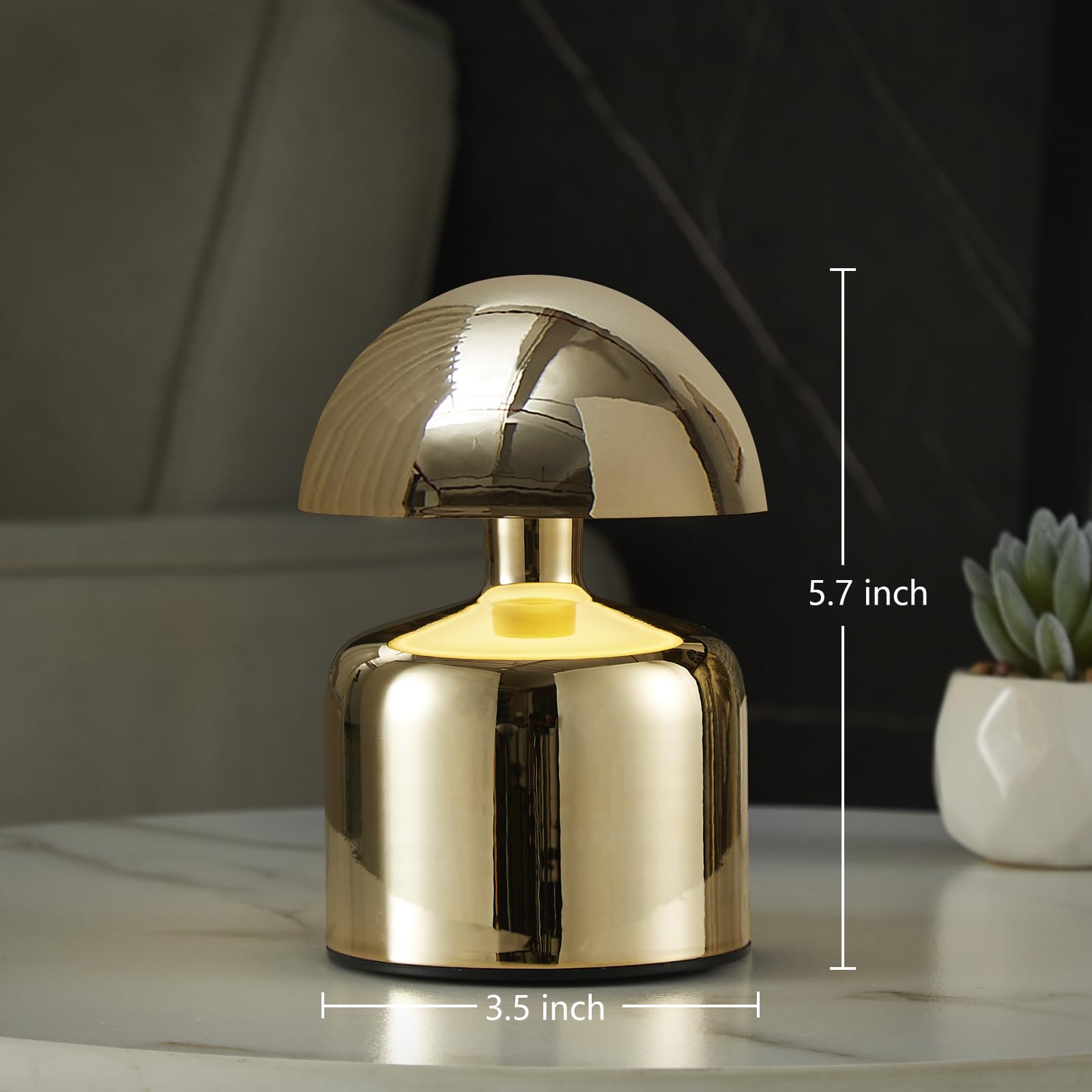 SAIWEYA Moderna lámpara de mesa pequeña sin cable, lámparas LED táctiles, 3 vías, regulable, mesita de noche, mini luz nocturna recargable para dormitorio, sala de estar