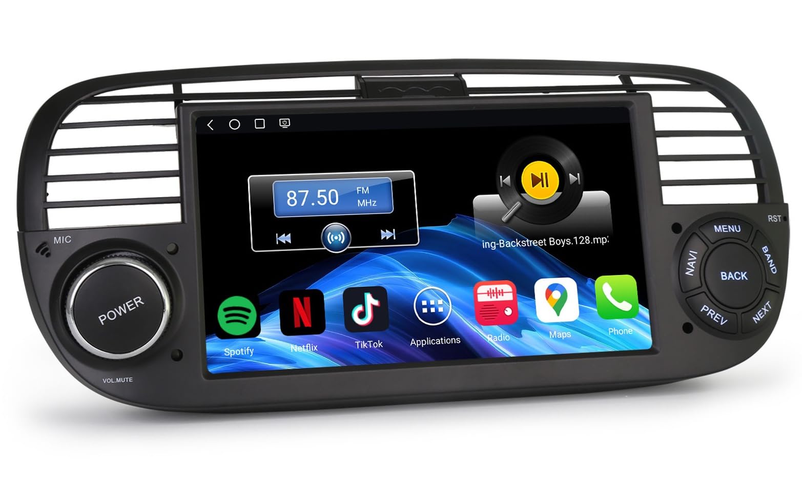7" Qualcomm 8-Core 4GB+64GB Android 14 Autoradio Navigatore GPS per Fiat 500 500C 500S 500E Wireless Carplay Android Auto Bluetooth 5.0 GPS DSP WiFi 4G Canbus Radio IPS Schermo Tattile (Nero)