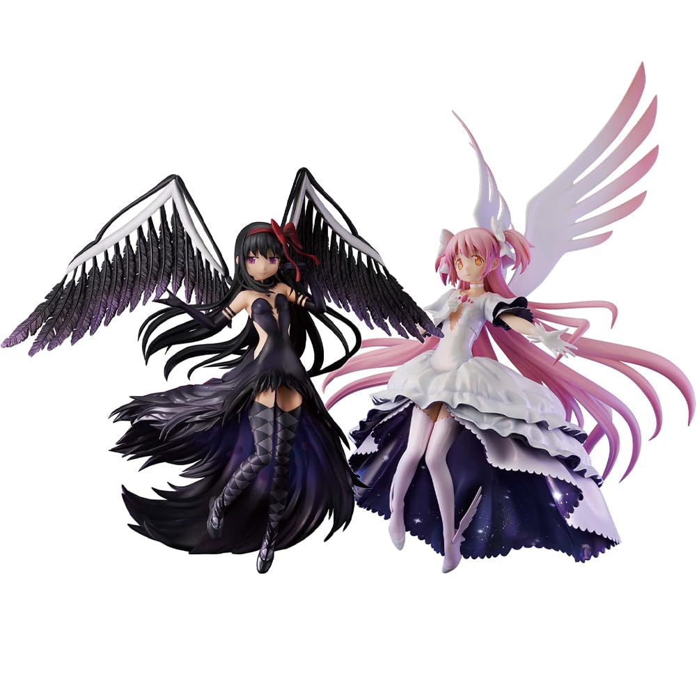 Anjinguang 2PCS/Set KanameMadoka Figure Model, Akemi Homura Action Figure Anime Girl Statue PVC Handmade Sculpture Desktop Ornaments Collectible Gift 20CM