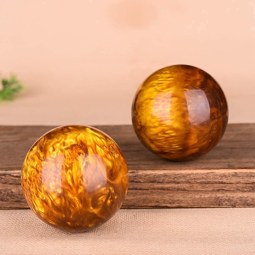 Palle Antistress per Adulti, Palle Baoding Palle Antistress per Adulti Palle per Esercizi Cinesi Marmo Cinese Giallo Chiaro Salute Palla per Esercizi con Le Mani da sforz