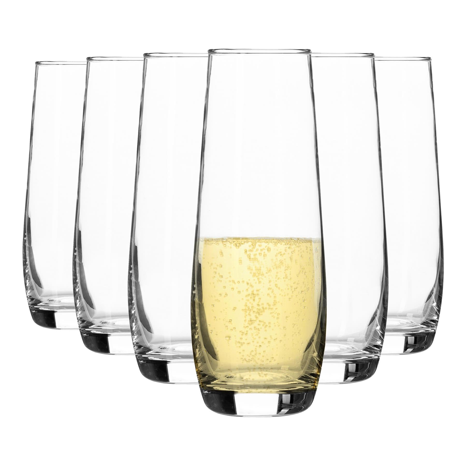 Argon Tableware 6x 230ml Stemless Champagne Flutes - 'Corto' Range - Modern Style Glass Drinking Flutes for Champagne, Prosecco, Sparkling Wine
