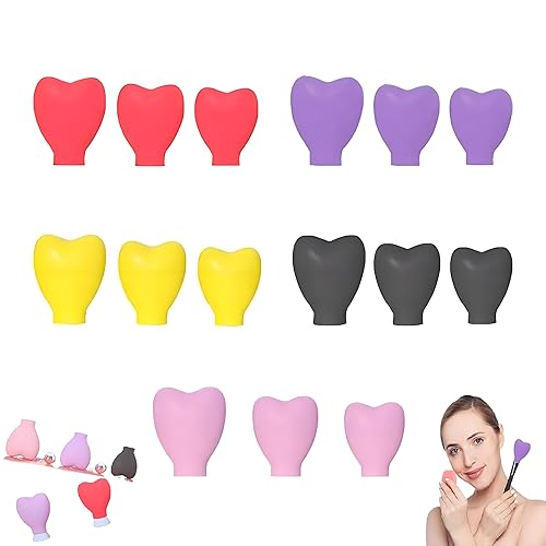 Paquete de 15 brochas de maquillaje reutilizables, fundas de silicona, protector de cepillo cosmético, juego de brochas para sombra de ojos,