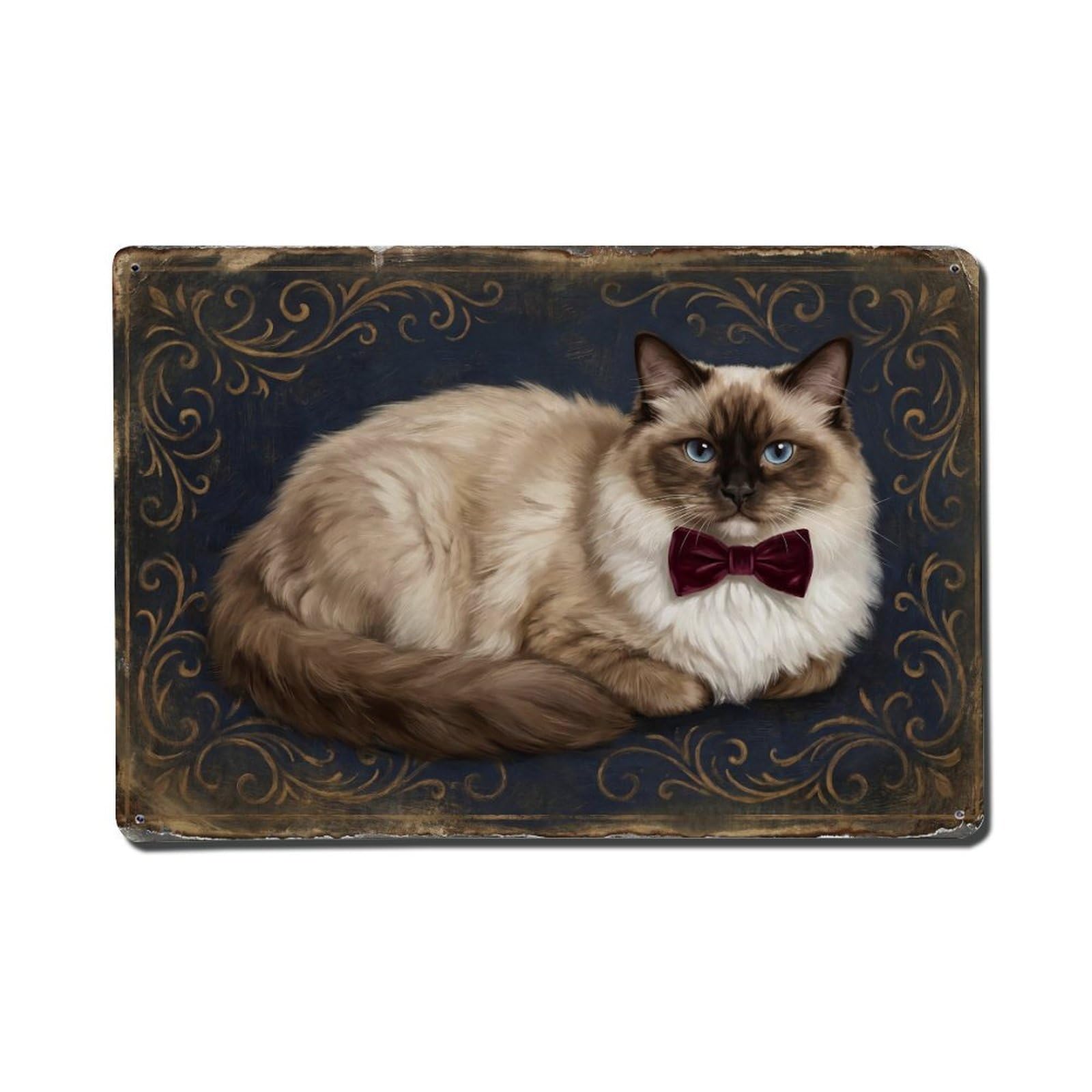 Ragdoll Serene Study Pet Metal Tin Sign Plaque Wall Decor for Cafe, Club Bar, Office, Home Garden Metal Poster 8x12Inch