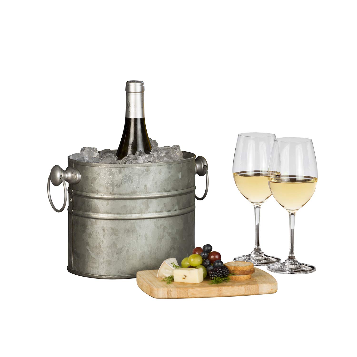 1-Bottle Wine Chiller Ice Bucket | Keeps Wine & Champagne Bottles Cold Without Touching Ice | Wine Bucket | Handcrafted Farmhouse Artisan Design | Patented Technology | Rustique