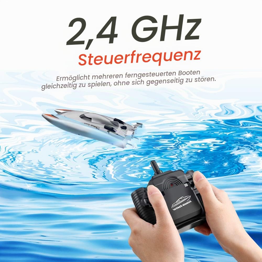 RC Boote für Kinder Erwachsene 25 km / h Hochgeschwindigkeits-Rennboot 2-Kanal-Fernbedienungsboote für Pools Rennboot