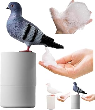 10 Oz Bird Poop Soap Dispenser, Bird of Peace Foam Soap Dispenser, Touchless Automatic Foaming Soap Dispenser, Foaming Soap Pump for Kitchen Bathroom Black