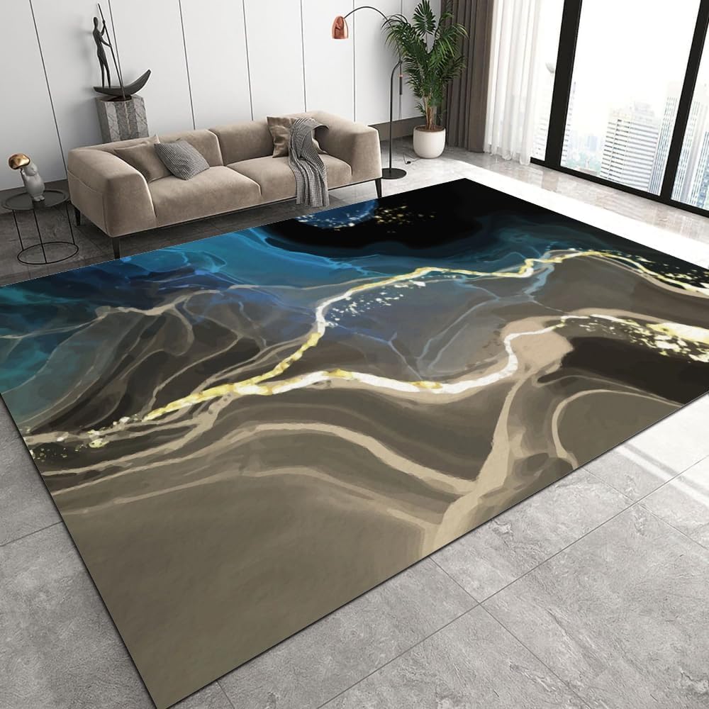 Tapis pour enfants moelleux et lavable style marbre pour sol glissant
