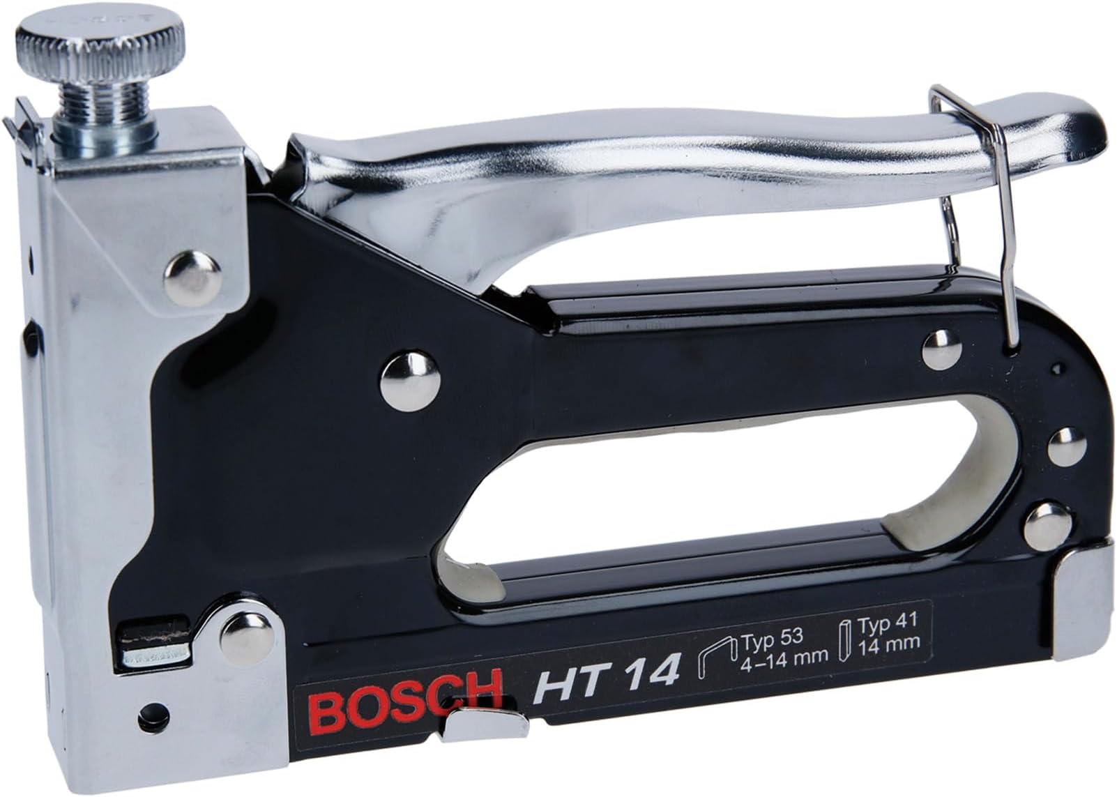 Bosch Professional Handheld Tacker Ht14, Pack of 1, Suitable for Quick Fixing of Fabrics, Roofing Felt, Foils, Insulation Materials, Woven Wires and for Light Upholstery Work