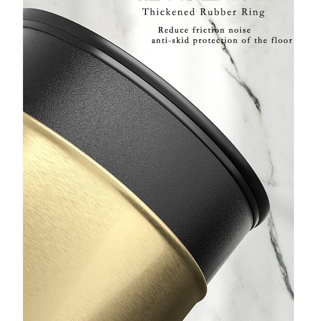 Gold Clamshell Stainless Steel 9L Trash Can, Commercial-Grade Rectangle Garbage Bin with Side Opening, Push-Type Design for Living Room, Bedroom, Kitchen, Office, and Balcony(Black)