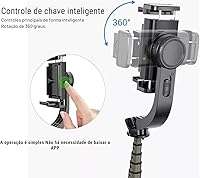 Vista 4 de Estabilizador de cardán para smartphone, trípode para selfie stick con control remoto, equilibrio automático, rotación de 360°, cardán de teléfono
