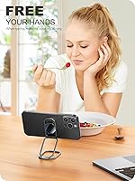 Vista 2 de A-LuGei Soporte de anillo de teléfono plegable y ajustable, agarres adhesivos para teléfono celular, soporte de patada para teléfono