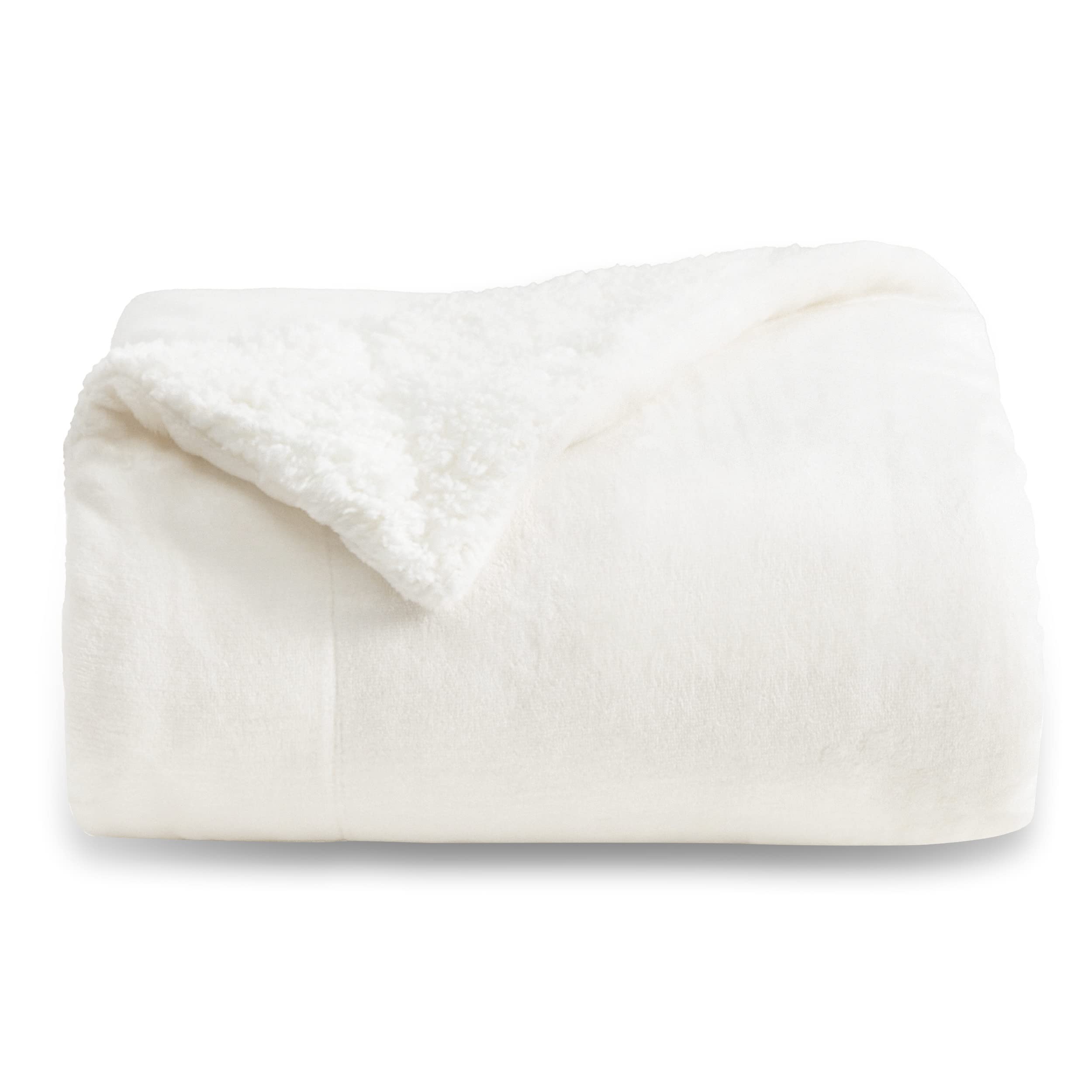 Photo 1 of Bedsure GentleSoft Sherpa Fleece Twin Size Blanket for Couch, Non-Heated, Thick and Warm Throw for Women and Men, Soft Fuzzy Plush Twin Blanket for Winter, White, 60x80 Inches